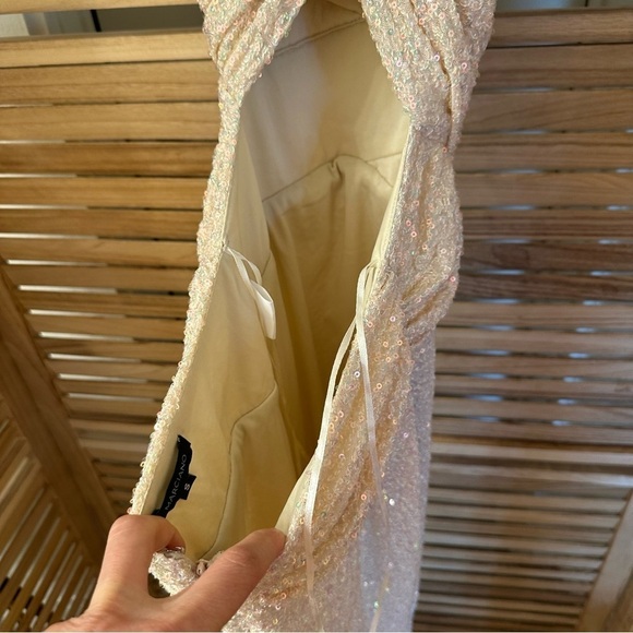 Marciano Sequin Long Gown in cream size S - Picture 7 of 8